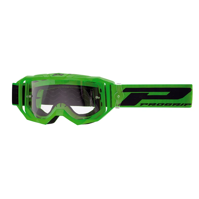 Masque-Lunettes Cross Progrip 3300 Tr Vision Go Vert Mat Ecran Transparent Anti-Rayures-Anti U.V.-Anti-Buee (Homologué Ce-En-N° Ac-96025 Rev.2)