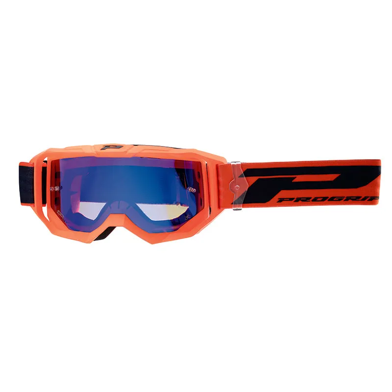 Masque-Lunettes Cross Progrip 3300 Fl Vision Go Multilayered Orange Fluo Mat Ecran Miroir Bleu Anti-Rayures-Anti U.V.-Anti-Buee (Homologué Ce-En-N° Ac-96025 Rev.2)