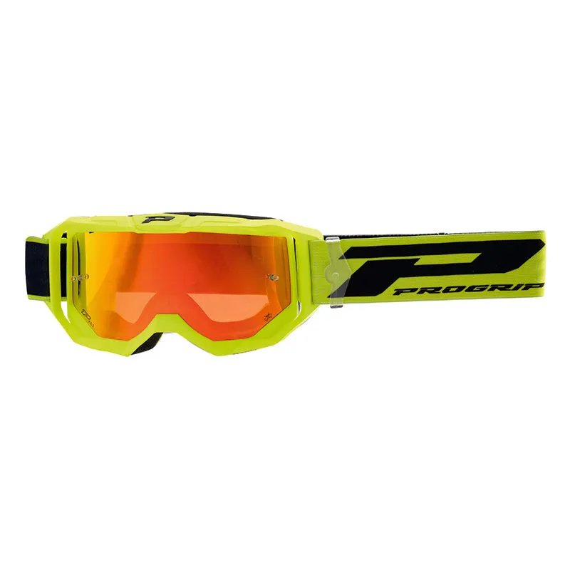 Masque-Lunettes Cross Progrip 3300 Fl Vision Go Multilayered Jaune Fluo Mat Ecran Miroir Rouge Anti-Rayures-Anti U.V.-Anti-Buee (Homologué Ce-En-N° Ac-96025 Rev.2)