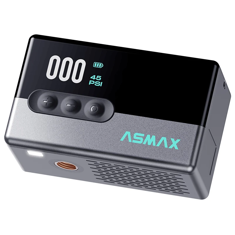 Compresseur-Gonfleur-Pompe Portable Universel Asmax T30 Digital 120 Psi 8,3 Bars Max (Fonction Éclairage, Detection Pression Pneu, Pré Réglage De La Pression, Arret Automatique)