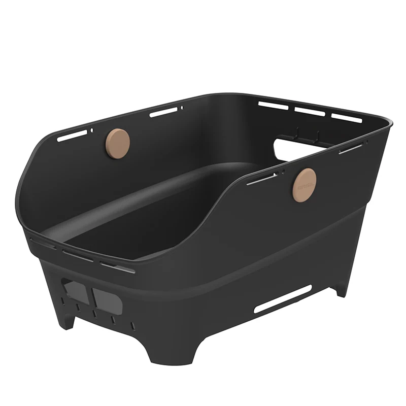 Panier Arrière Synthetique Recycle Cento Neo Basil Noir Fixation Wsl (46X35X25 cm) Compatible Systeme Mik 2.0 (Fixation Inclus)