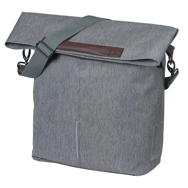 Sacoche Arrière Vélo Laterale Sac Bandouliere Basil City Shopper Gris Clair Droit-Gauche 14-16L Fixation Mik Hooks Porte Bagage Fermeture Pliant Anti-Pluie
