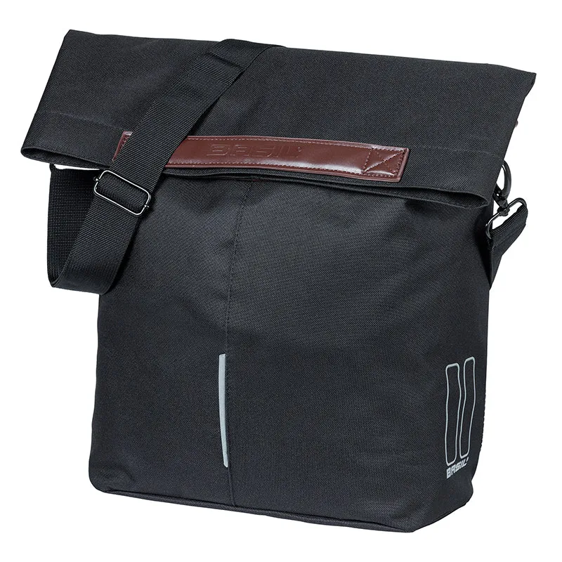 Sacoche Arrière Vélo Laterale Sac Bandouliere Basil City Shopper Noir Droit-Gauche 14-16L Fixation Mik Hooks Porte Bagage Fermeture Pliant Anti-Pluie