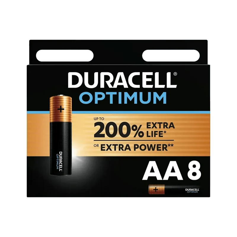 Piles Alcalines AA 1.5V Duracell Optimum – Lot de 8 Piles