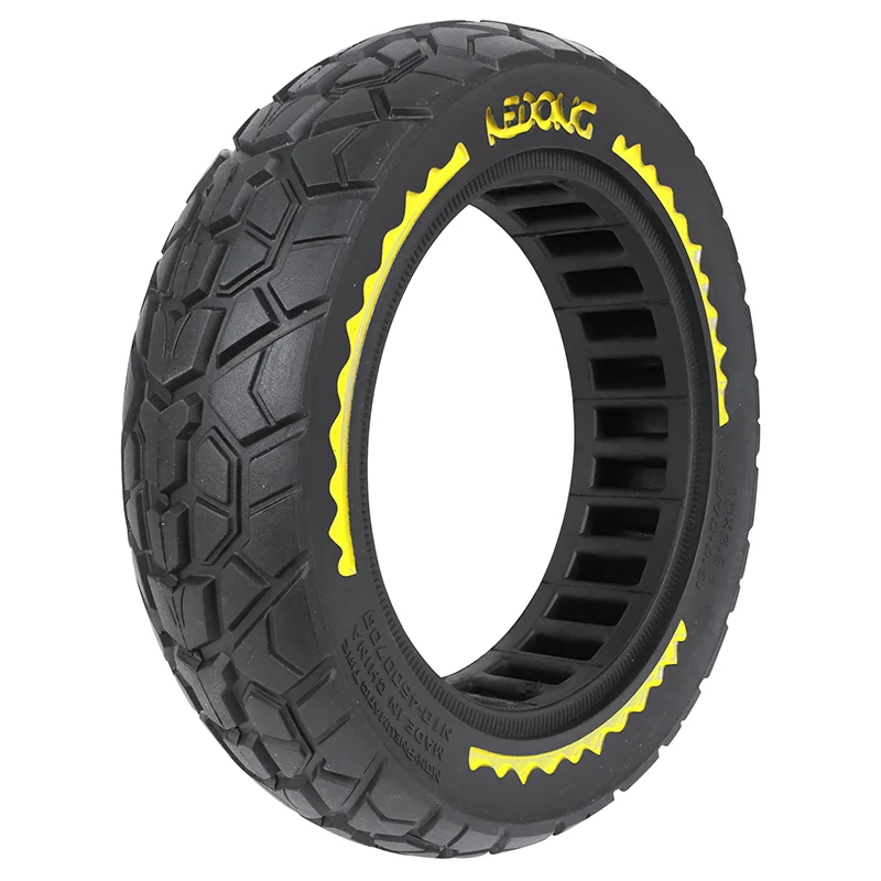 Pneu Trottinette Plein Cross 10 X 2.50-B44 Noir Liseret Jaune Ultraleger (Largeur Intérieur 46 mm)