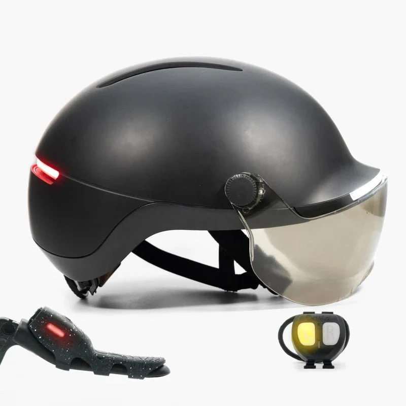 Casque OVERADE LIFE Premium Slate Black Avec Visière et Feu Stop