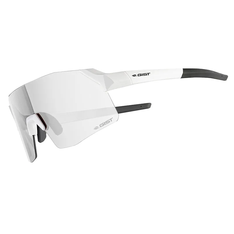 Lunettes Vélo Adulte Gist Rocket Monture Blanc Mat Verres Photochromiques Qui S'Adaptent Automatiquement A La Luminosite (Verre Cat 1-3)