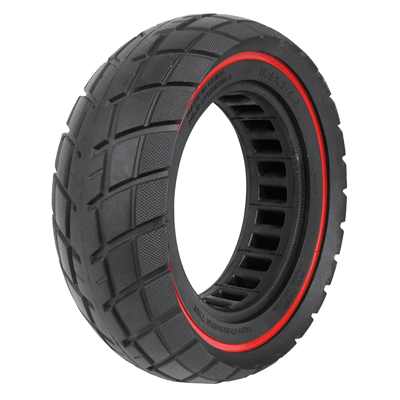 Pneu Trottinette Plein 8.5 X 3.00-5.5 Noir Liseret Rouge Ultraleger - Largeur Intérieur 40 mm
