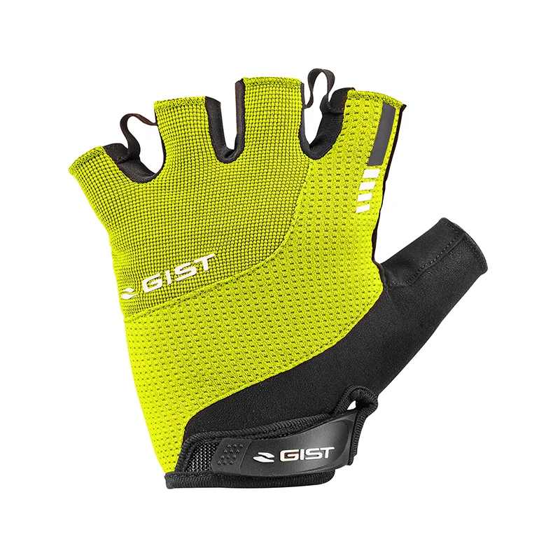 Gants Vélo Court Gist Kontrol Été Jaune Fluo L (Paire Sur Carte) Avec Velcro