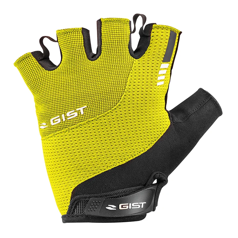 Gants Vélo Court Gist Kontrol Été Jaune Fluo M (Paire Sur Carte) Avec Velcro
