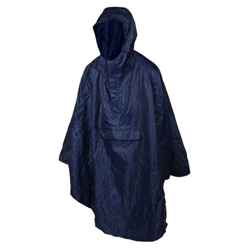 Poncho - Cape Anti Pluie Adulte P2R S-M Bleu Marine Waterproof Avec Capuche - Taille 1.60 À 1.78M