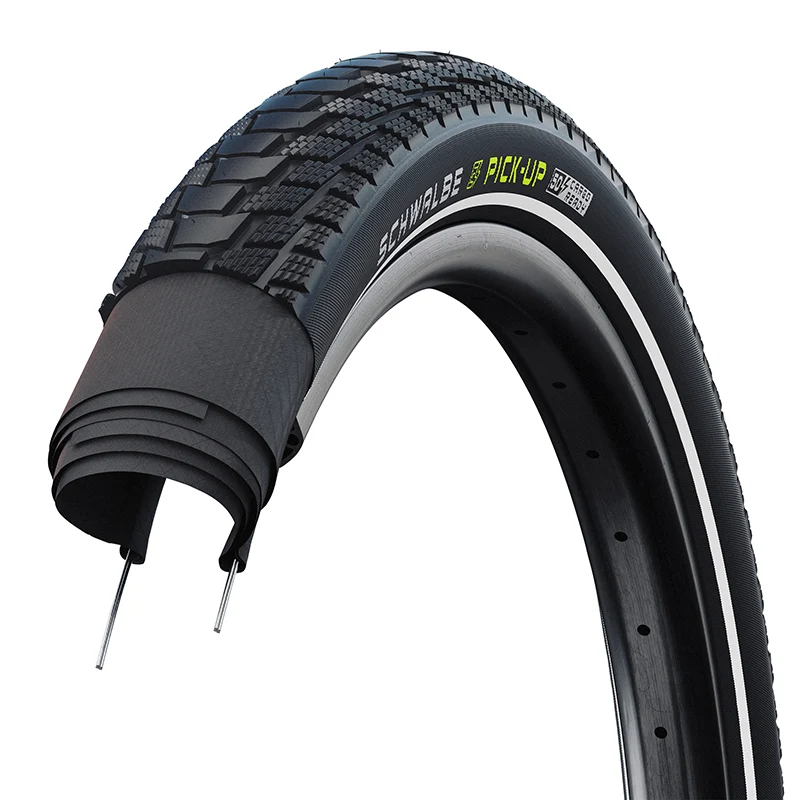 Pneu Cargo - City 18 X 2.15 Schwalbe Pick-Up Noir Flanc Reflex Tr Super Defense (55-355) Homologué VAE E50 (Poids Max 109 Kg)