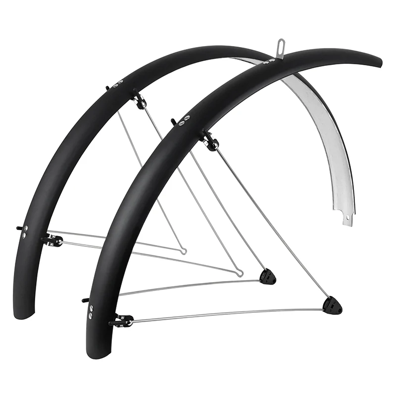 Garde Boue City-VTC Tringles 28'' Stronglight Tour 54 mm Noir Mat (Paire) Avec Fixation Classic Tringles INOX