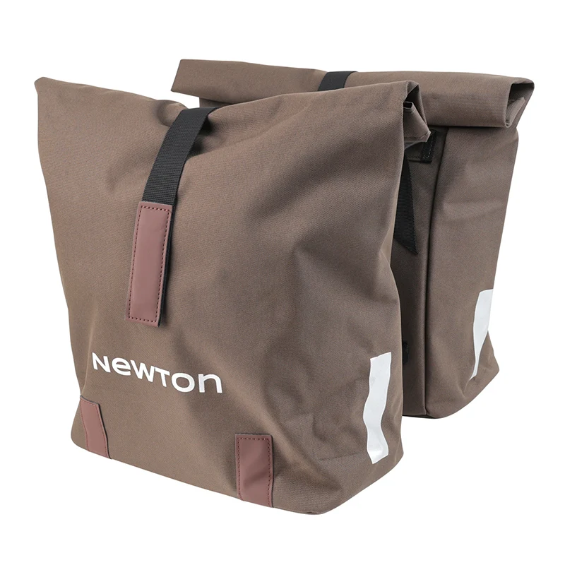 Sacoche Arrière Vélo Double Newton Marron 22L Fixation Sangles Sur Porte Bagage (35X12X27 cm) Fermeture Pliant Anti-Pluie