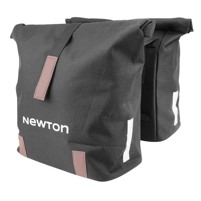 Sacoche Arrière Vélo Double Newton Noir 22L Fixation Sangles Sur Porte Bagage (35X12X27 cm) Fermeture Pliant Anti-Pluie