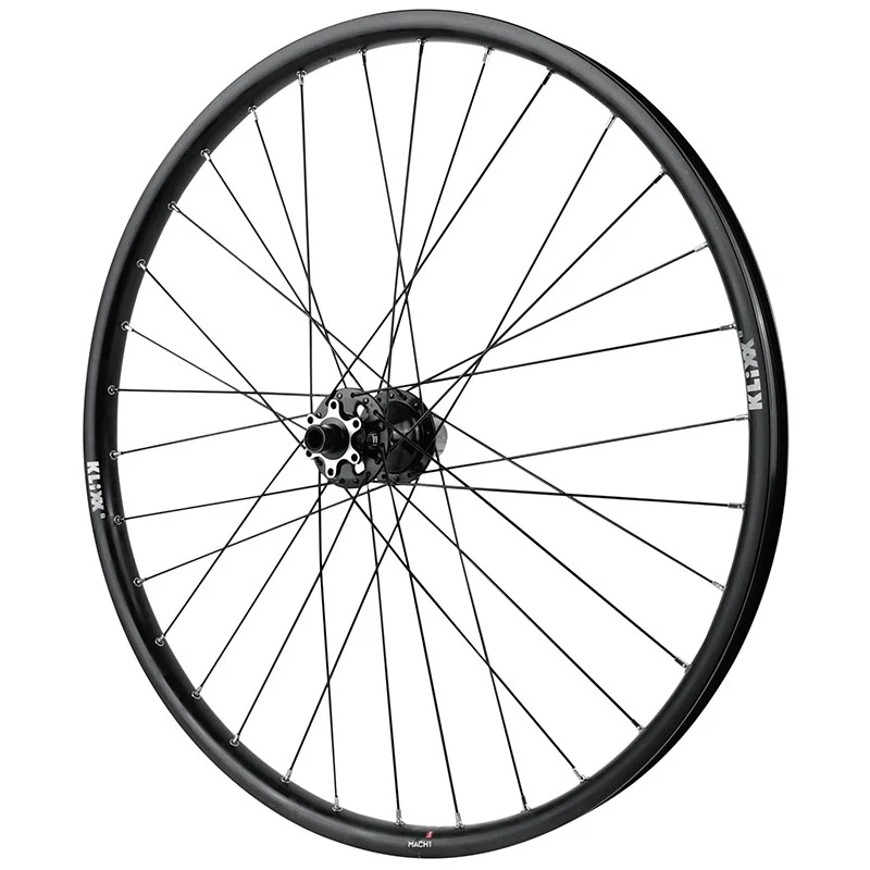 Roue VTT Disque 26" Klixx Tubeless Ready Arrière Noir Moyeu Velox D462Db Cassette 11-10-9V Disque 6 Trous Axe Traversant 12-142 - Jante 23C 32 Rayons All Mountain