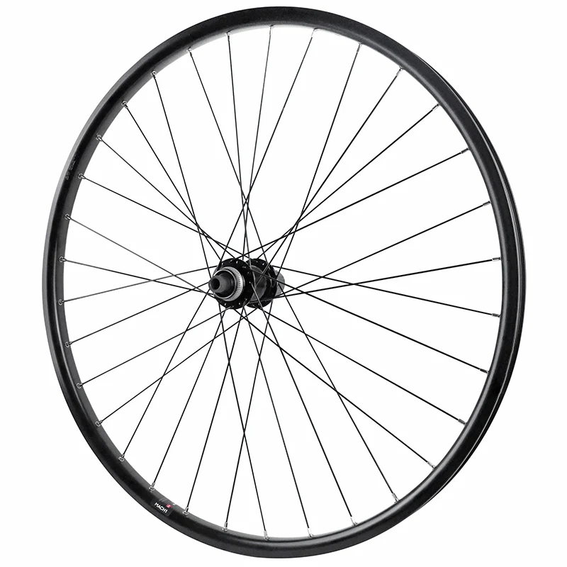 Roue VTC - VAE Disque 700 X 35 Double Paroi Arrière Cassette 11-10-9V Moyeu Shimano Tc 500 Centerlock Tubeless Ready Axe Traversant 12-142 Noir Jante 23C 32 Rayons -Poids Max 180 Kg-