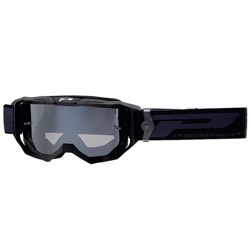Masque-Lunettes Cross Progrip 3300 Fl Vision Go Multilayered Noir Mat Ecran Miroir Argent Anti-Rayures-Anti U.V.-Anti-Buee (Homologué Ce-En-N° Ac-96025 Rev.2)
