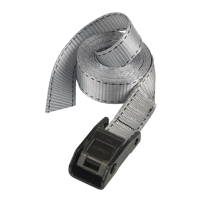 Sangle Bagagere Masterlock Largeur 25 mm Longueur 2,50M Gris Capacite D'Arrimage 150Kg (Vendu A La Paire) -Certification Tuv-