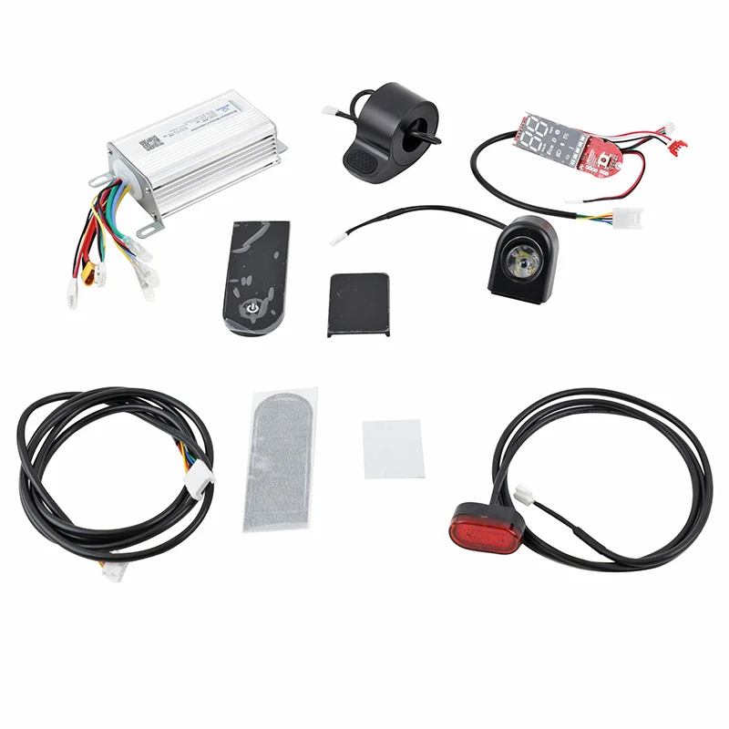 Kit Controleur Pour Trottinette Compatible Xiaomi Mi4 (Inclus Gachette Accelerateur, Controleur,Circuit Imprime Compteur, Éclairage Avant-Arrière, Câble) -P2R-