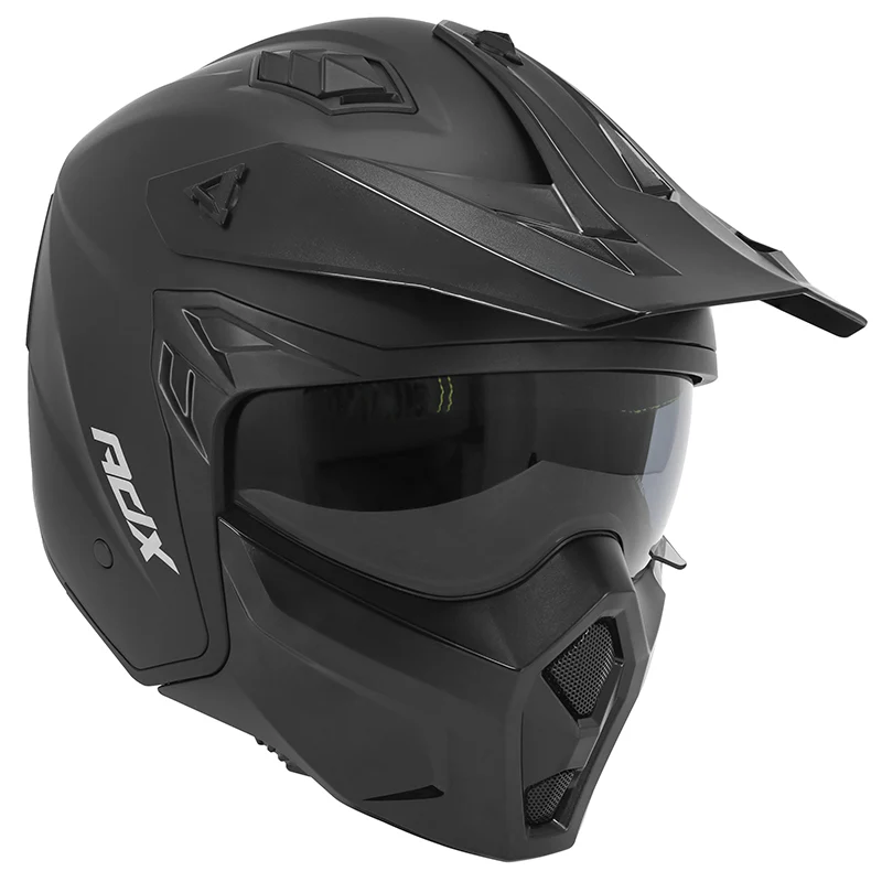 Casque Trial Adx At700 Noir Mat M Simple Ecran Transformable Avec Mentonniere Amovible (Livre Avec Un Ecran Supplementaire Fume) (Ece 22.06)