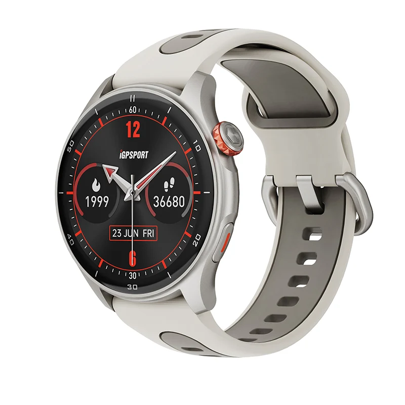 Montre Gps - Compteur Igpsport Lw10 Argent Titane- Calories - Frequence Cardiaque - Sommeil - Notifications Et Plus De 45 Algorithmes Sante