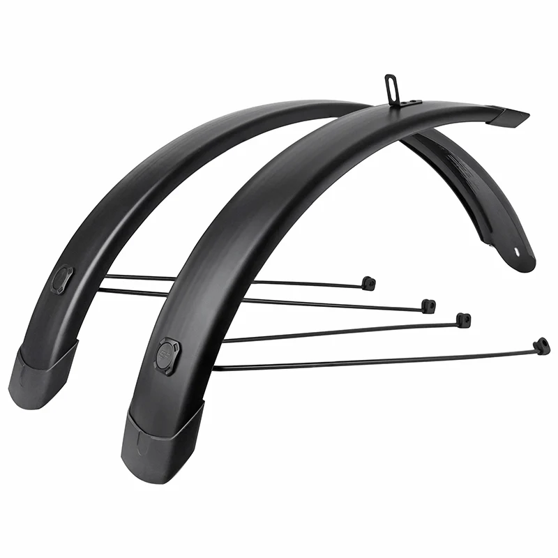 Garde Boue Tringles 20'' Eurofender Tempo Square 72 mm Noir Mat (Paire) Avec Fixation Doubles Tringles Amovibles Noires (Compatible Leader Fox Modele Harlan)