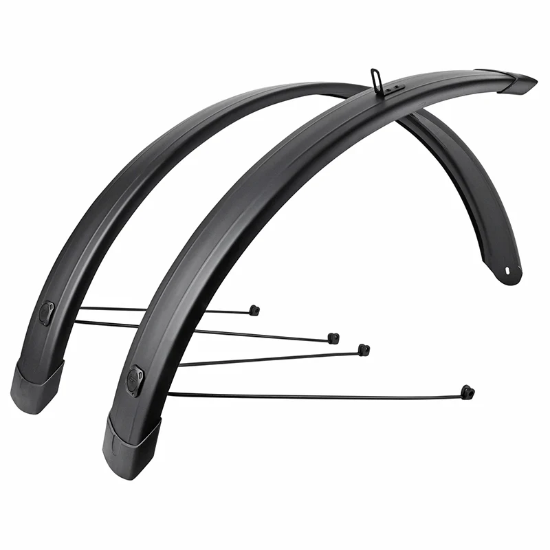Garde Boue City-VTC Tringles 28'' Eurofender Tempo Square 72 mm Noir Mat (Paire) Avec Fixation Doubles Tringles Amovibles Noires