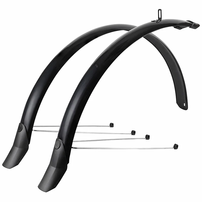 Garde Boue City-VTC Tringles 28'' Eurofender Lampo 58 mm Noir (Paire) Avec Fixation Classic Tringles Argent