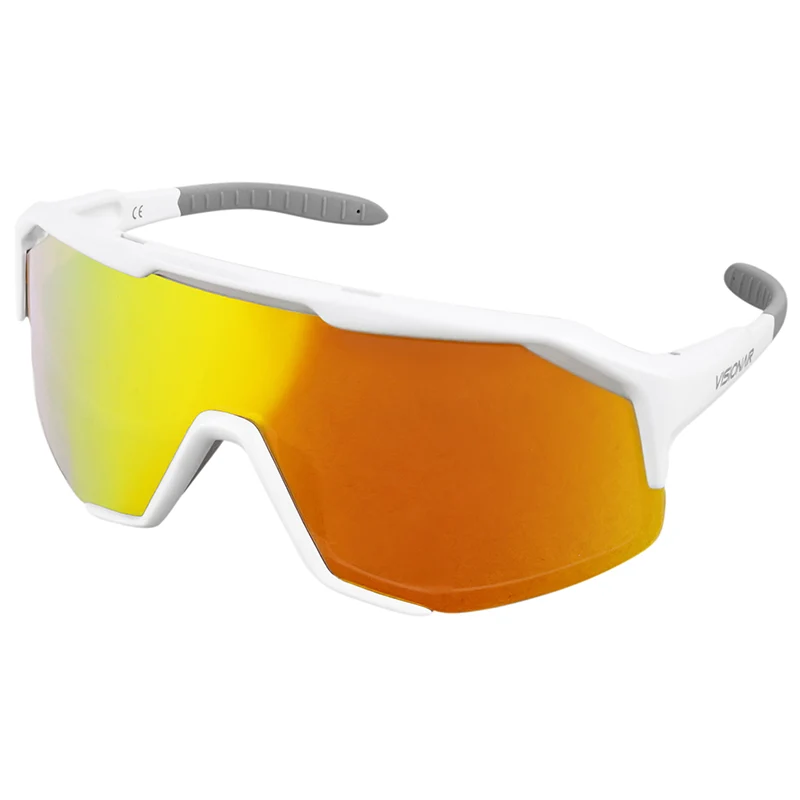 Lunettes Vélo Adulte Visionair Anti-Brouillard Monture Blanc (Verres Revo Red) - Indice 0 À 3