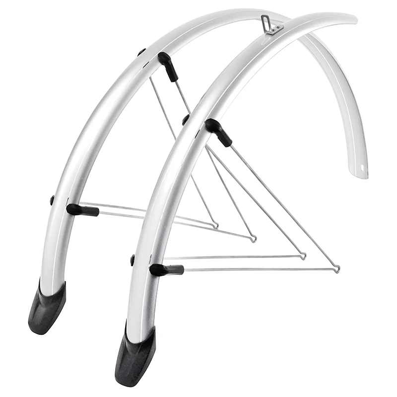 Garde Boue City-VTC Tringles 28'' Eurofender Rapido 46 mm Argent (Paire) Avec Fixation Rapido