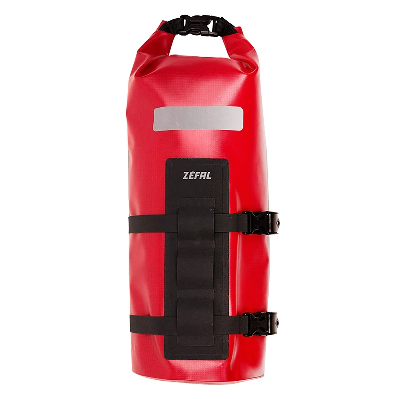 Sacoche De Fourche Vélo Zefal Z Adventure Dry Bag Rouge Étanche Fixation Sangles Auto-Agrippantes - Clips (Lg36,5Cmxd15 - 6Litres) Charge Maxi 2.5Kgs (Support Fixation Non Inclus Ref: 199763)