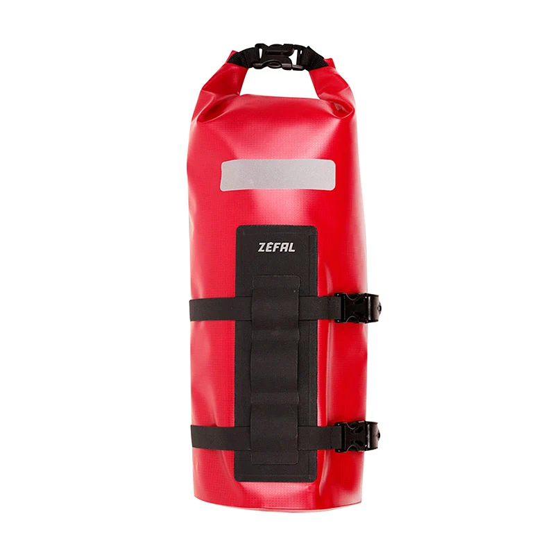 Sacoche De Fourche Vélo Zefal Z Adventure Dry Bag Rouge Étanche Fixation Sangles Auto-Agrippantes - Clips (Lg28.5 cm - 4Litres) Charge Maxi 2.5Kgs (Support Fixation Non Inclus Ref: 199763)