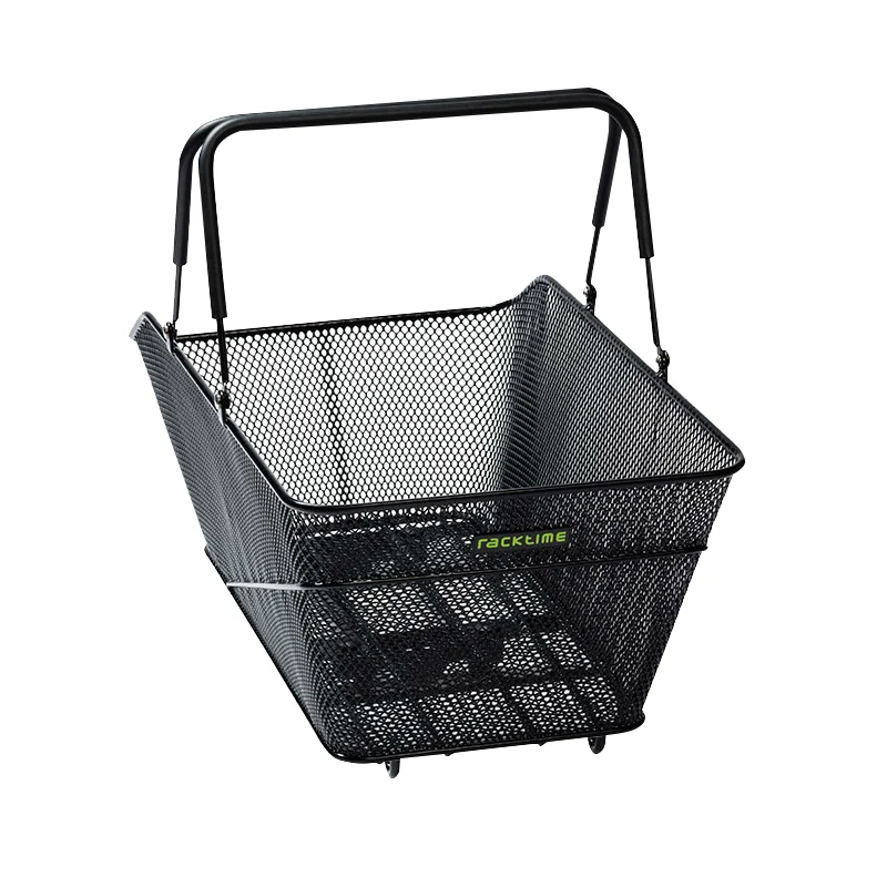 Panier Arrière Fil Acier Racktime Bask It Trunk Large 28L Noir Avec Anse Sur Porte Bagage (51X31X25,5 cm) - Compatible Systeme Racktime Snapit (Charge Max 10Kg)