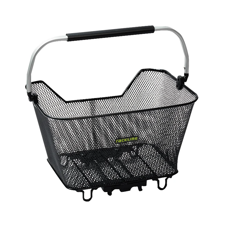 Panier Arrière Fil Acier Racktime Bask It 23L Deluxe Noir Avec Anse Sur Porte Bagage (45X30X33 cm) - Compatible Systeme Racktime Snapit (Charge Max 10Kg)