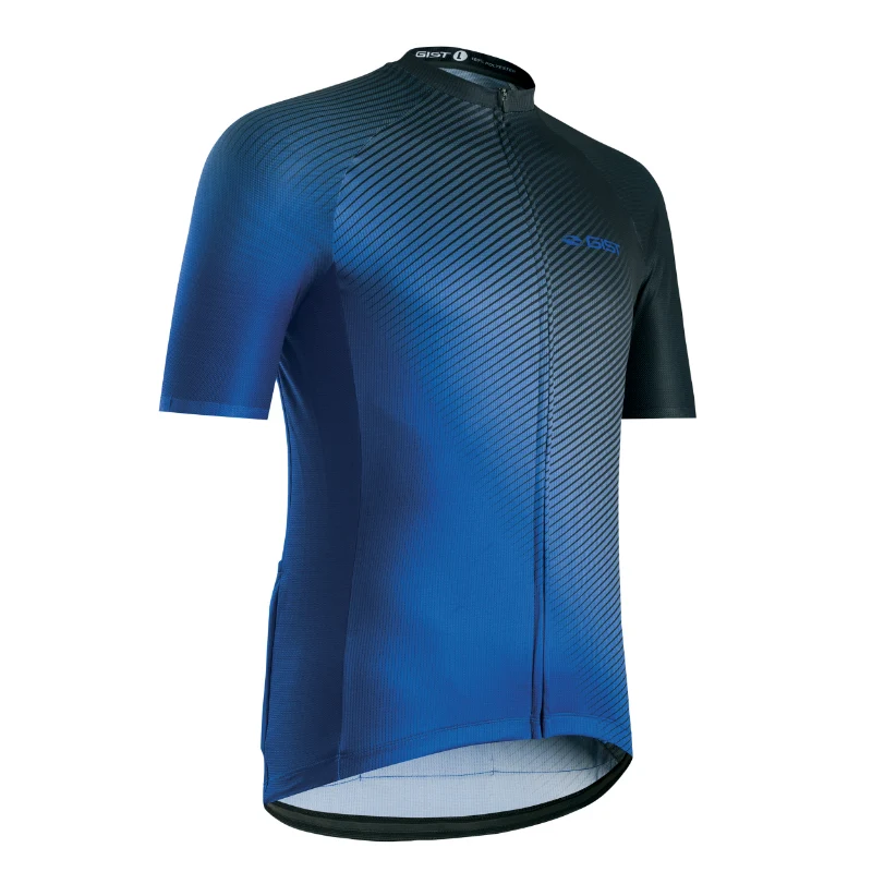 Maillot Gist Été Flow Manches Courtes Zip Total Bleu M