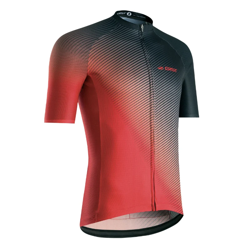 Maillot Gist Été Flow Manches Courtes Zip Total Rouge XL