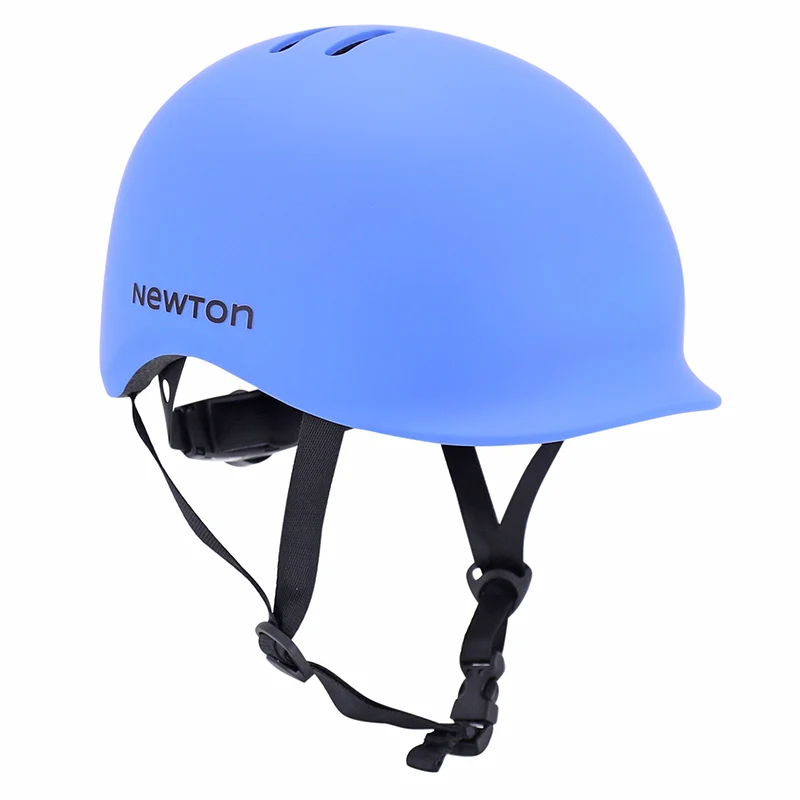 Casque Vélo Adulte Newton Urbain-City Urban Bleu Mat In-Mold Avec Visiere Et Lock Taille 55-58 (Vendu En Boite) Éclairage Intégré Sur Molette Réglage