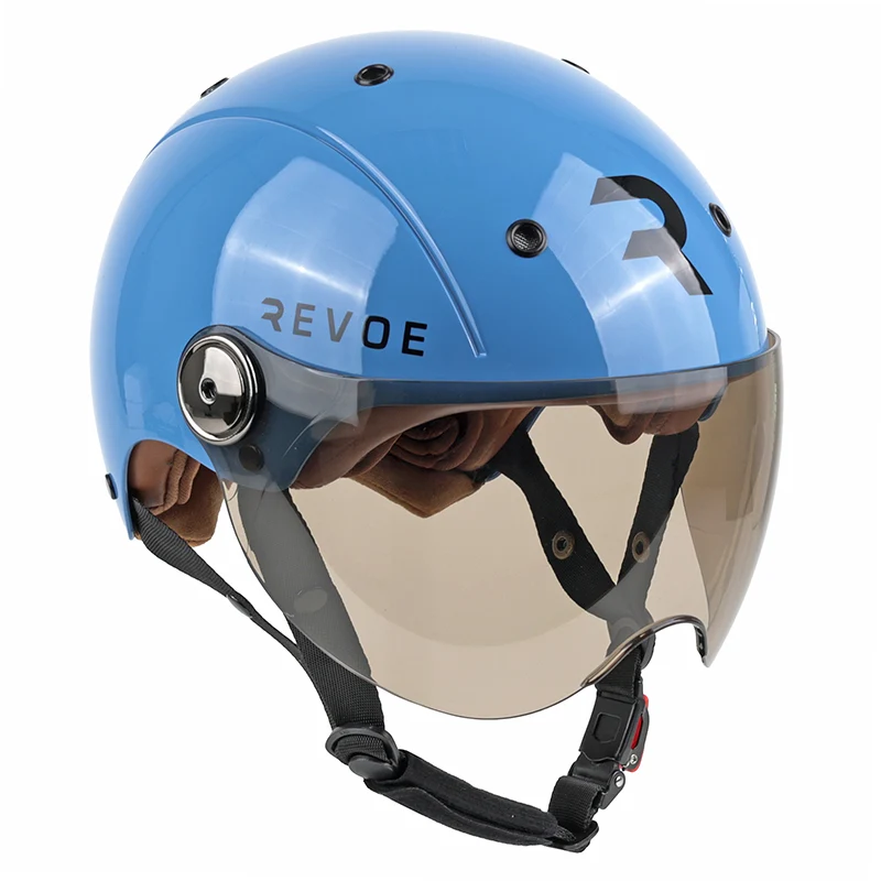 Casque Vélo Adulte Revoe Premium Urbain-City Bleu Petrol Taille 59-60 Visiere Réglable, Protection Oreille Amovible (Vendu En Boite) Compatible Ebike Et Trottinette - Homologation En1078+A1