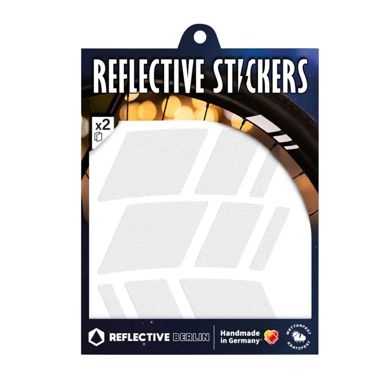 Autocollant-Sticker Reflechissant Pour Roue De Vélo Hauteur 40 mm Modele Racer Blanc (Planche) -Reflective Berlin-