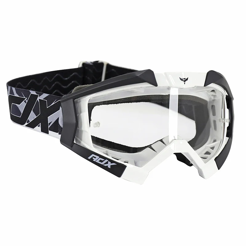 Masque-Lunettes Cross Adx Mx Blanc-Noir Ecran Transparent Anti-Rayures (Homologué En1938) (+ Livre Avec Ecran Miroir)