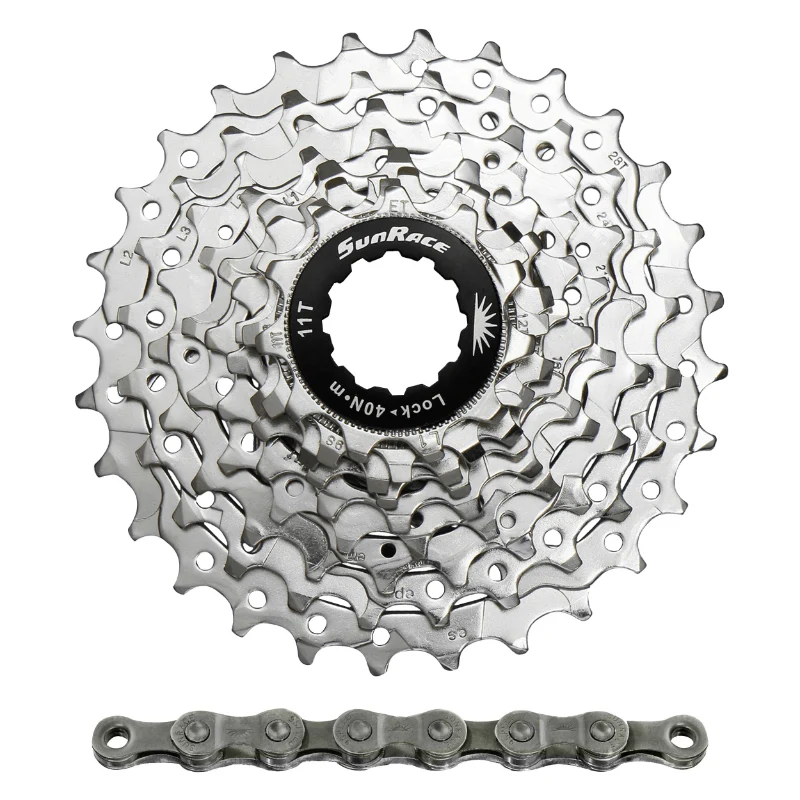Cassette Et Chaîne (Pack) 9V. Sunrace R91 11-28 Route Pour Shimano Nickel Avec Chaîne Cnm94 116 Maillons (Livre En Boite) (11,12,13,14,16,18,21,24,28)