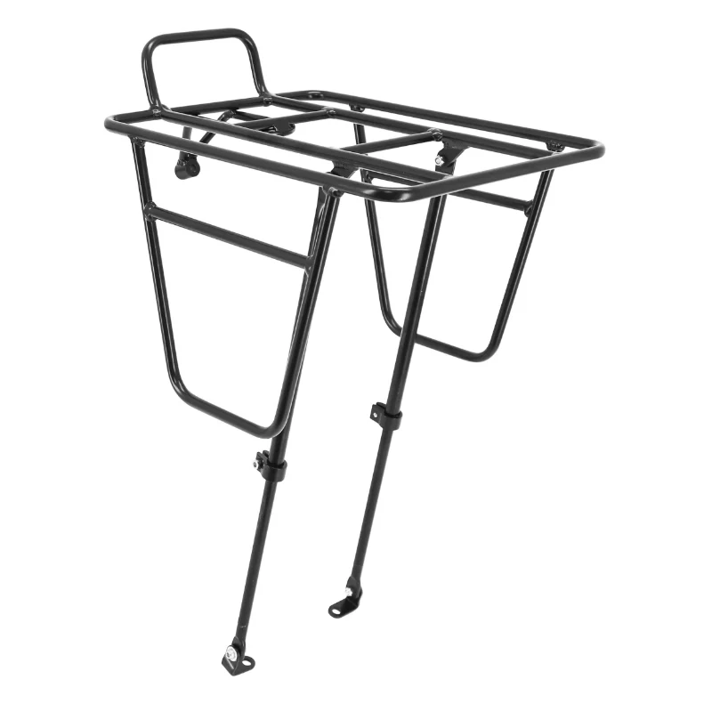 Porte Bagage Vélo Avant Plateforme A Tringles P2R Alu Noir Fixation Sur Tasseaux Ou Fourche Par Colliers (Plateforme 33X27 cm) (Poids Max 10 Kg)