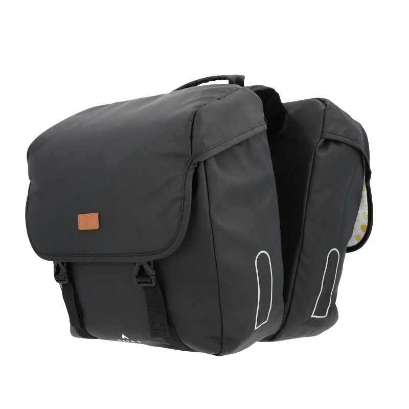 Sacoche Arrière Vélo Double Hapo.G 2X13,5L Noir (35X34X13 cm) - Fixation Sangles Reglables Et Velcros Sur Porte Bagage