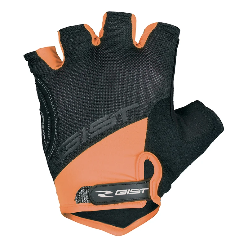 Gants Vélo Court Gist D-Grip Gel Été Orange Fluo S (Paire Sur Carte) Avec Velcro