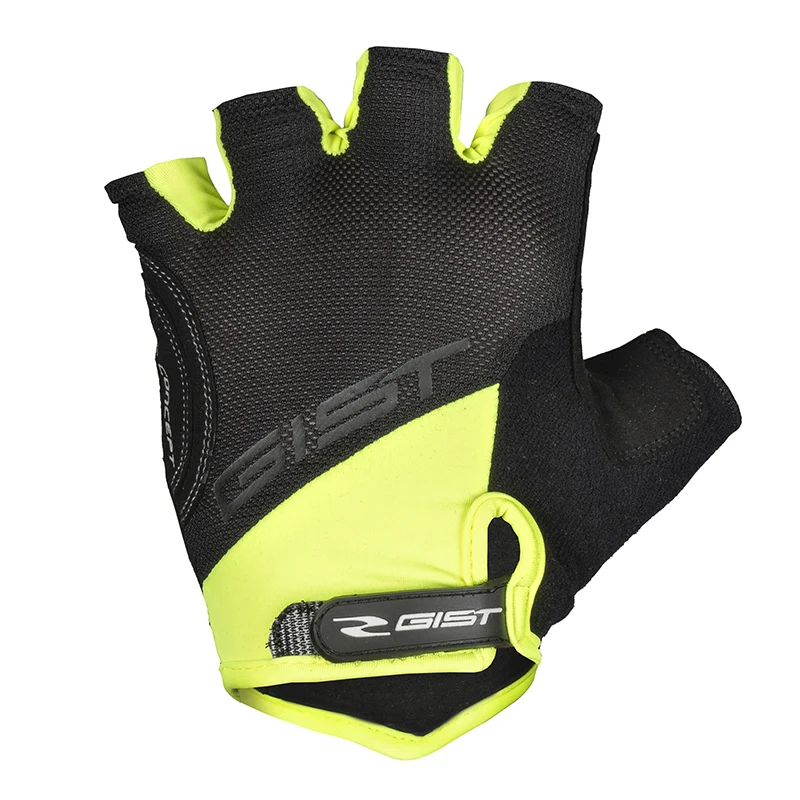 Gants Vélo Court Gist D-Grip Gel Été Jaune Fluo L (Paire Sur Carte) Avec Velcro