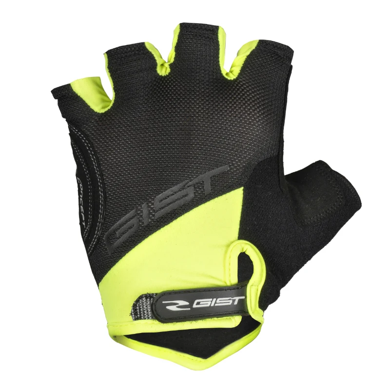 Gants Vélo Court Gist D-Grip Gel Été Jaune Fluo M (Paire Sur Carte) Avec Velcro