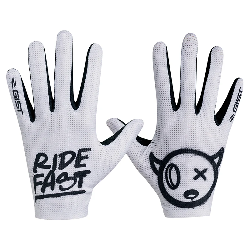 Gants Vélo VTT Long Gist Faster Ride Fast Blanc XXL (Paire Sur Carte) Sans Velcro Compatible Ecran Tactile