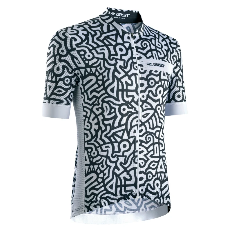 Maillot Gist Été Paint Manches Courtes Zip Total Noir-Blanc XXL
