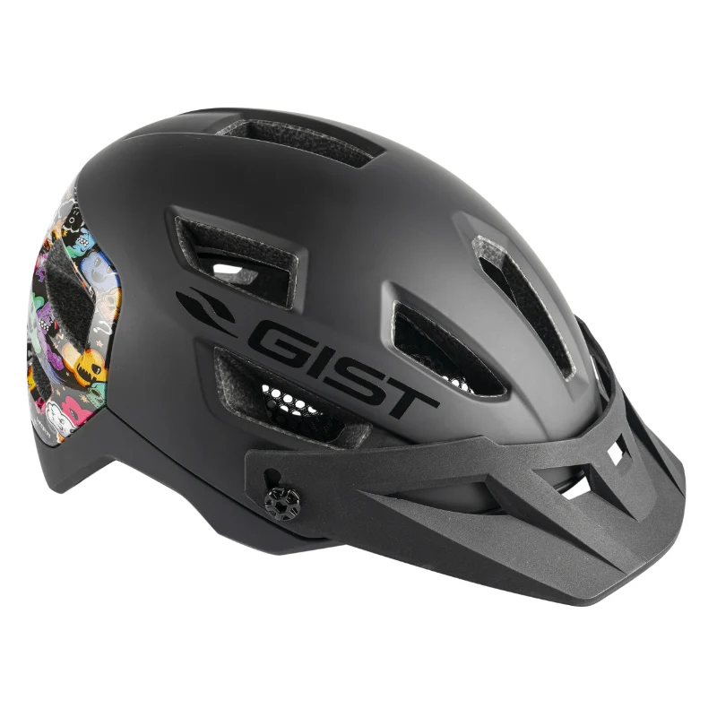 Casque Vélo Adulte Gist VTT Kop Noir Arrière Deco Covering Monstres In-Mold Taille 58-62 Avec Visiere Réglable En 3 Positions Et Fit-System (Vendu En Boite)